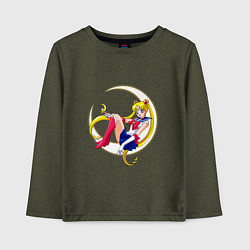 Лонгслив хлопковый детский Sailor Moon, цвет: меланж-хаки
