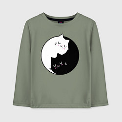 Лонгслив хлопковый детский Yin and Yang cats, цвет: авокадо