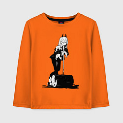 Лонгслив хлопковый детский Человек бензопила Пауэр, цвет: оранжевый