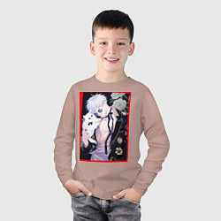 Лонгслив хлопковый детский Сатору гото С кошечкой, цвет: пыльно-розовый — фото 2