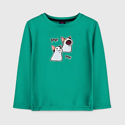 Лонгслив хлопковый детский Pop Cat, цвет: зеленый