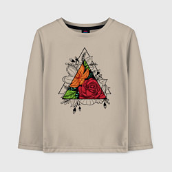 Лонгслив хлопковый детский Flower tattoo, цвет: миндальный