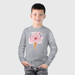 Лонгслив хлопковый детский Flowers ice cream, цвет: меланж — фото 2