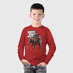 Лонгслив хлопковый детский ЧОП - ротвейлер из GTA 5, цвет: красный — фото 2