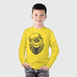 Лонгслив хлопковый детский Русский медведь в зимней шапке, цвет: желтый — фото 2