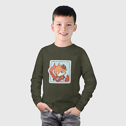 Лонгслив хлопковый детский Тарталья, цвет: меланж-хаки — фото 2