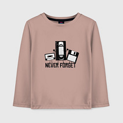 Лонгслив хлопковый детский Never Forget Эпоха VHS, цвет: пыльно-розовый