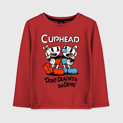 Лонгслив хлопковый детский Cuphead, Dont deal with devil, цвет: красный