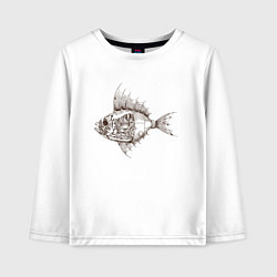 Лонгслив хлопковый детский Стимпанк Рыба Steampunk Fish Z, цвет: белый