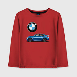Лонгслив хлопковый детский BMW X6, цвет: красный