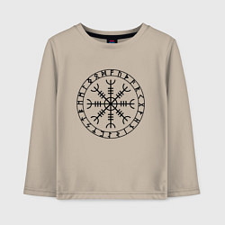 Лонгслив хлопковый детский Эгисхъялм Шлем ужаса Z, цвет: миндальный