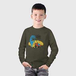 Лонгслив хлопковый детский Пришелец Газонокосильщик, цвет: меланж-хаки — фото 2