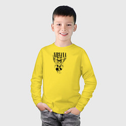Лонгслив хлопковый детский Курт Кобейн Нирвана ЧБ, цвет: желтый — фото 2