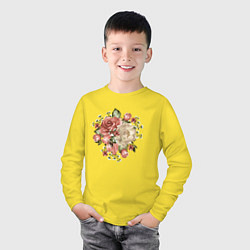 Лонгслив хлопковый детский Букет, цвет: желтый — фото 2