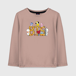 Лонгслив хлопковый детский BTS ПЕРСОНАЖИ BT21, цвет: пыльно-розовый