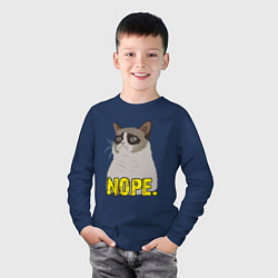 Лонгслив хлопковый детский Nope Cat, цвет: тёмно-синий — фото 2