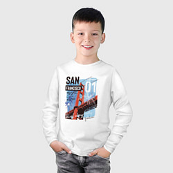 Лонгслив хлопковый детский Сан-Франциско, цвет: белый — фото 2