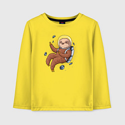 Лонгслив хлопковый детский Милый ленивец в космосе, цвет: желтый
