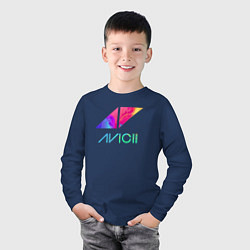 Лонгслив хлопковый детский AVICII RAIBOW, цвет: тёмно-синий — фото 2