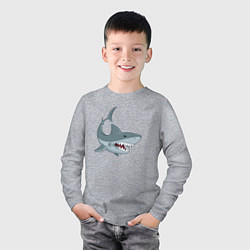 Лонгслив хлопковый детский Агрессивная акула, цвет: меланж — фото 2