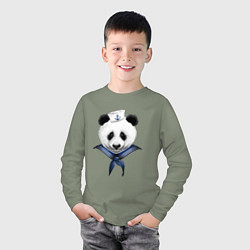 Лонгслив хлопковый детский Captain Panda, цвет: авокадо — фото 2