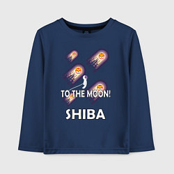 Лонгслив хлопковый детский TO THE MOON! SHIBA, цвет: тёмно-синий