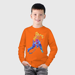 Лонгслив хлопковый детский Хоккеист, цвет: оранжевый — фото 2