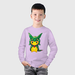 Лонгслив хлопковый детский Пикачу в костюме дракона, цвет: лаванда — фото 2