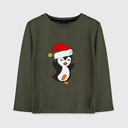 Лонгслив хлопковый детский Happy Pinguin, цвет: меланж-хаки