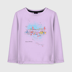 Лонгслив хлопковый детский Полёт над городом, цвет: лаванда