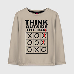 Лонгслив хлопковый детский THINK OUTSIDE THE BOX, цвет: миндальный