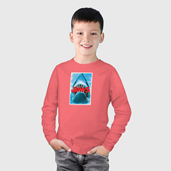 Лонгслив хлопковый детский Jaws classic, цвет: коралловый — фото 2