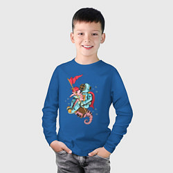 Лонгслив хлопковый детский Космонавт на морском коньке, цвет: синий — фото 2