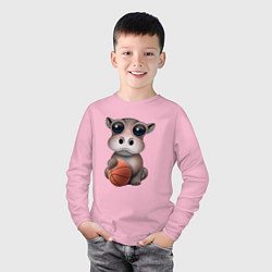 Лонгслив хлопковый детский Бегемот Баскетболист, цвет: светло-розовый — фото 2