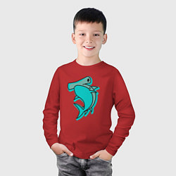 Лонгслив хлопковый детский Акула молот, цвет: красный — фото 2
