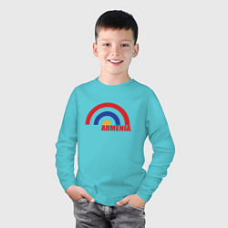 Лонгслив хлопковый детский Армения Armenia, цвет: бирюзовый — фото 2