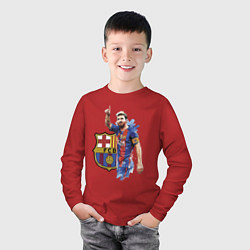 Лонгслив хлопковый детский Lionel Messi Barcelona Argentina!, цвет: красный — фото 2