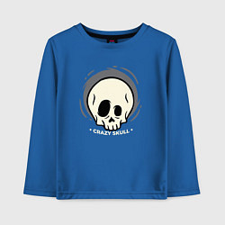 Лонгслив хлопковый детский Crazy skull, цвет: синий