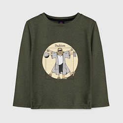 Лонгслив хлопковый детский DUDEISM Большой Лебовский, цвет: меланж-хаки