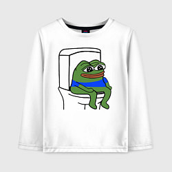 Лонгслив хлопковый детский Лягушонок пепе, цвет: белый