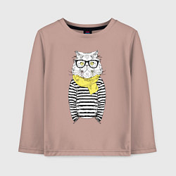 Лонгслив хлопковый детский Hipster Cat, цвет: пыльно-розовый
