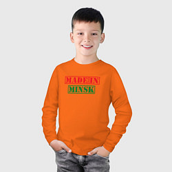 Лонгслив хлопковый детский Сделано в Минске, цвет: оранжевый — фото 2