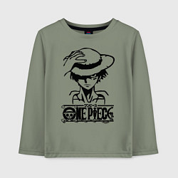 Лонгслив хлопковый детский Луффи пират Соломенной шляпы, цвет: авокадо