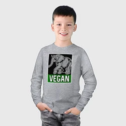 Лонгслив хлопковый детский Vegan elephant, цвет: меланж — фото 2