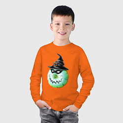 Лонгслив хлопковый детский Ведьмина тыковка, цвет: оранжевый — фото 2