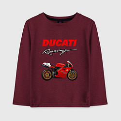 Лонгслив хлопковый детский DUCATI ДУКАТИ MOTOSPORT, цвет: меланж-бордовый