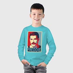 Лонгслив хлопковый детский Freddie, цвет: бирюзовый — фото 2