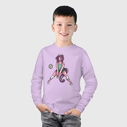 Лонгслив хлопковый детский Единорог - Волейбол, цвет: лаванда — фото 2