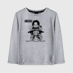 Лонгслив хлопковый детский Эйс, Луффи и Сабо - Братство ASL, цвет: меланж