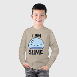 Лонгслив хлопковый детский I AM SLIME, Я СЛИЗЬ, цвет: миндальный — фото 2